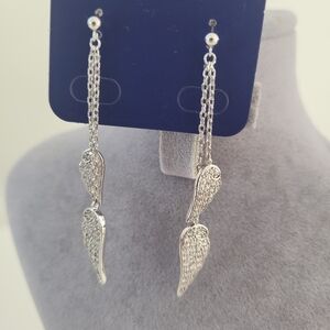 Dazzling Silver Wing Drop Earrings